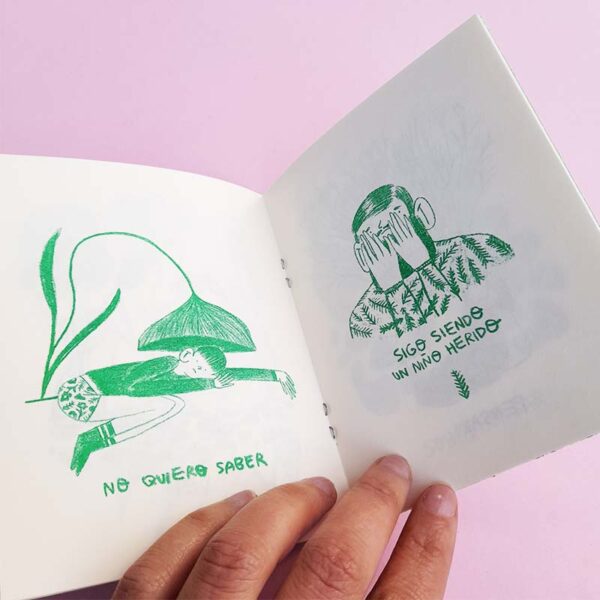 esquina de cielo-dibujos de camilo- camilo castano-fanzine-autoedicion-mexico-colombia-artista-ilustrador-vida-diario vivir-verde-green-fanzine-zine-ilustracion-ilustrado-ilustrador-gatopez libreria-libreria